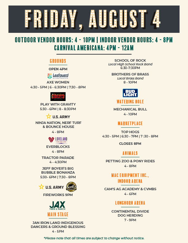 Schedule | The Ranch, Larimer County Fairgrounds & Events Complex